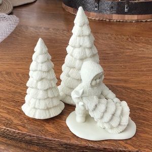 Department 56 Snowbabies with trees set of 3 figurines